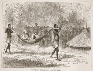 Expedice Camerons- a lame day, ilustrace z Obrazového vydání života a objevů Davida Livingstonea od J. Ewinga Richieho, pub. od A. Fullarton & Co., 1876 od English School