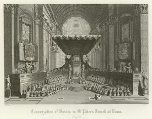 Kanonizace svatých v kostele svatého Petra, Řím, 1712 od English School