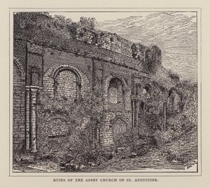 Canterbury: Ruiny opatského kostela svatého Augustina (litho) od English School