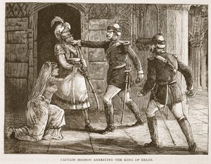 Kapitán Hodson zatýká krále Dillí, ilustrace z Cassells Illustrated History of England od English School