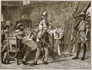 Zajetí FitzGeraldů, ilustrace z Cassells Illustrated History of England (sépiová fotografie) od English School