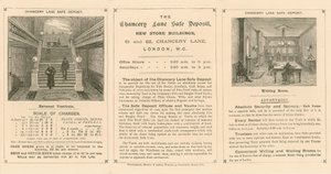 Karta inzerující bezpečný vklad Chancery Lane, 61-62 Chancery Lane, Londýn od English School