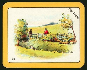 Karta ze hry The Black Cat Greyhound Racing Game (barevná litografie) od English School