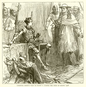 Kardinál Ursinis Návštěva Jindřicha V. během obléhání Rouenu, 1418 od English School