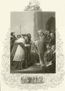 Kardinál Wolsey vstupuje do opatství Leicester od English School