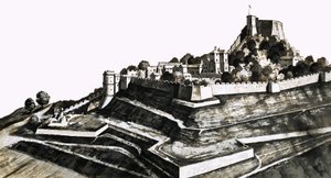 Hrad Carisbrooke na ostrově Wight od English School