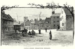 Castle Street, Melbourne, Anglie (rytina) od English School