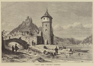 "Kočičí" a "myší" věže (rytina) od English School