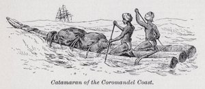 Katamarán z pobřeží Coromandel (litho) od English School