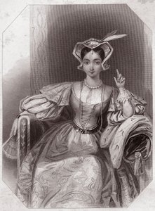 Kateřina Francouzská (Catherine, dcera Karla VI. a Isabeau) (Henri V) (Kronika Historie Jindřicha Pátého) v - „“ Galerie des femmes de Shakespeare, sbírka čtyřiceti pěti vážných portrétů raných londýnských umělců, obohacená s kritikem od English School