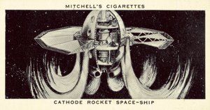 Katodová raketa - kosmická loď (litografie) od English School