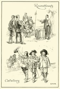 Cavaliers a Roundheads (inkoust na papíře) od English School