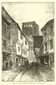 Central Tower of York Minster, z Old Shambles od English School