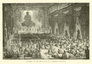Obřad ve Velké síni buddhistické lamassérie od English School