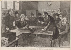 Ceremoniál řezání otep (starobylé nájemní služby) u soudního dvora od English School