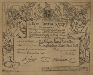 Certifikát udělený Royal Drawing Society od English School