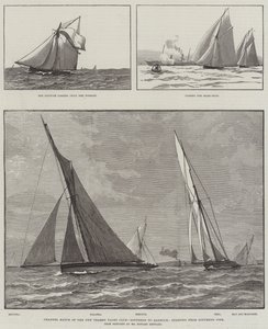 Channel Match of the New Thames Yacht Club, Southend do Harwich, počínaje Southend Pier (rytina) od English School