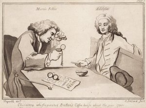 Postavy, které navštěvovaly Buttons Coffee House kolem roku 1720; Martin Folkes, Addison od English School