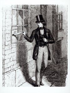 Charles Dickens (1812-70) předkládající své příběhy od English School