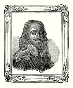 Karel I. se narodil v roce 1600, korunován v roce 1625 a sťat v roce 1649 (rytina) od English School