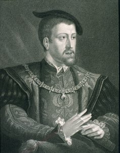 Karel V. (1500-58) císař Svaté říše římské a španělský král, z „Galerie portrétů“, vydané v roce 1833 od English School
