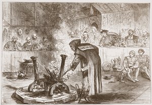 Charles vidí Hru masek, ilustrace z Historie protestantismu od Jamese Aitkena Wylie (1808-1890), hospoda. 1878 od English School