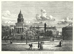 Charlotte Square, zobrazující kostel svatého Jiří (rytina) od English School