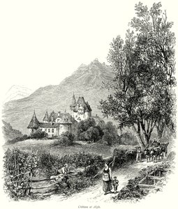 Zámek v Aigle (rytina) od English School