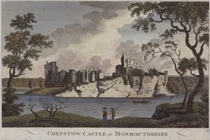 Chepstow Castle, Monmouthshire (barevná rytina) od English School