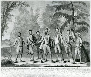 Cherokee Chiefs from Carolina, c.1730 (rytina) od English School