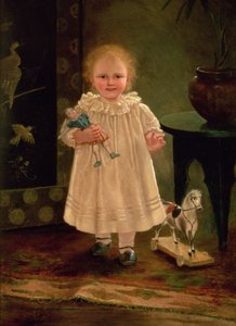 Dítě s panenkou a hračkou koně, kolem roku 1840 od English School
