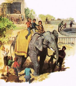 Děti na koni Jumbo v londýnské zoo od English School