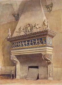 Komínový díl delle Agneli, Dóžecí palác, Urbino, Itálie (barva litho) od English School
