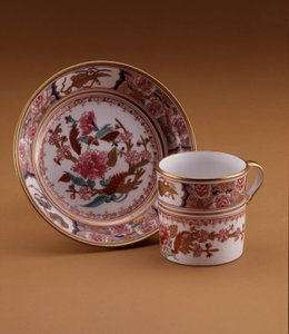 Šálek a podšálek na kávu v čínském stylu, Spode, Staffordshire, cca 1800 (porcelán)
