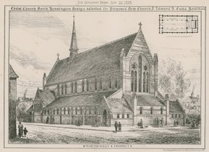 Christ Church, North Kensington: design vybraný pro navrhovaný nový kostel od English School