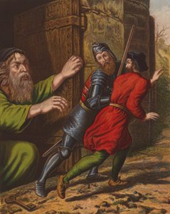 Útěk Christiana a Hopeful z pochybného hradu (barevná litografie) od English School