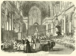 Kostel v Paříži přeměněn na nemocnici, listopad 1870 od English School