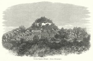 Kruhová pagoda v Mengunu (rytina) od English School