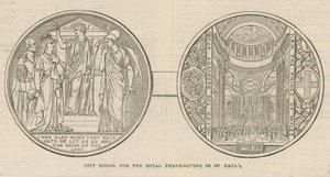 Městská medaile pro královské díkůvzdání v katedrále svatého Pavla v Londýně 27. února 1872. od English School