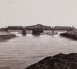 Clarence Bridge, Cardiff (litho) od English School