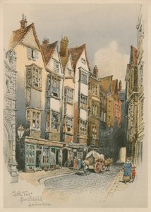 Cloth Fair, Smithfield, Londýn, skica akvarelem (wc na papíře) od English School