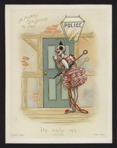 Klaun klepe na dveře policejní stanice (chromolitho) od English School