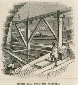 Coffer dam, Westminster Bridge, z nástupiště od English School