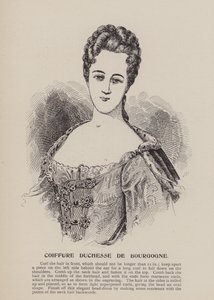 Účes vévodkyně de Bourgogne (rytina) od English School