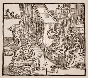Coiners at Work, 1577 (sépiová fotografie) od English School