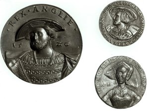 Mince zobrazující Jindřicha VIII. a Annu Boleynovou (zlato)