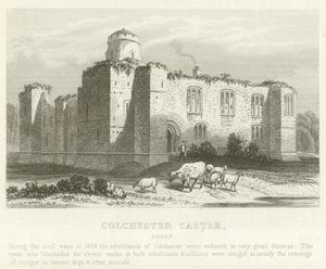 Colchester Castle, Essex (rytina) od English School