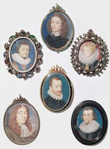 Sbírka miniatur, LtoR, horní řada: Frederich V (1596-1632) kurfiřt palatin, český král od English School