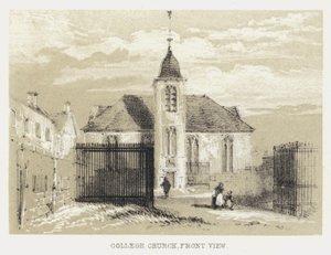 College Church, čelní pohled (rytina) od English School