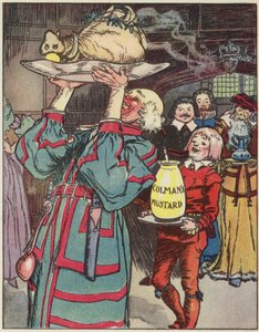Colmanova historie a hrnec hořčice (barevná litografie) od English School